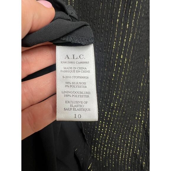 A.L.C. Silvie Striped Silk Chiffon Blouse Sz. 10 - Picture 7 of 8